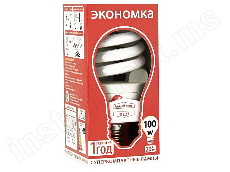 Лампа КЛЛ 20W E27 4200К белый свет Экономка Трубка T3 - фото 1